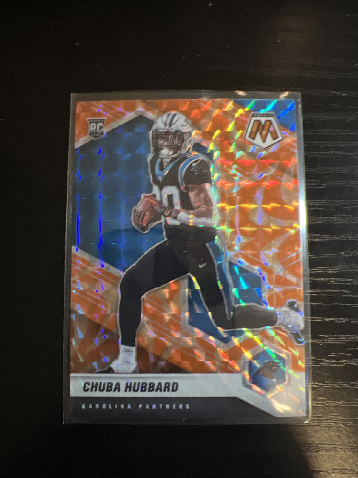 Chuba Hubbard 2021 Panini Mosaic Orange Reactive RC#325 Football Card