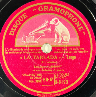 Bernardo Alemany: La tablada / Mala junta (Tango) 78 Runden GRAMOPHONE K-8193