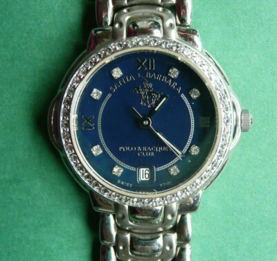 SANTA BARBARA Polo Racquet Club Women's Swiss Blue Diamond Dial Watch