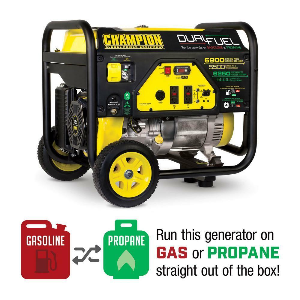 Champion 6,900-W Hybrid Dual Fuel Gas Powered Portable Generator