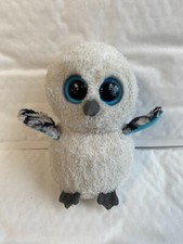 Original Ty Wei&szlig; Eule Weich Kinder Pl&uuml;schtier Spielzeug 2013 Blau Augen