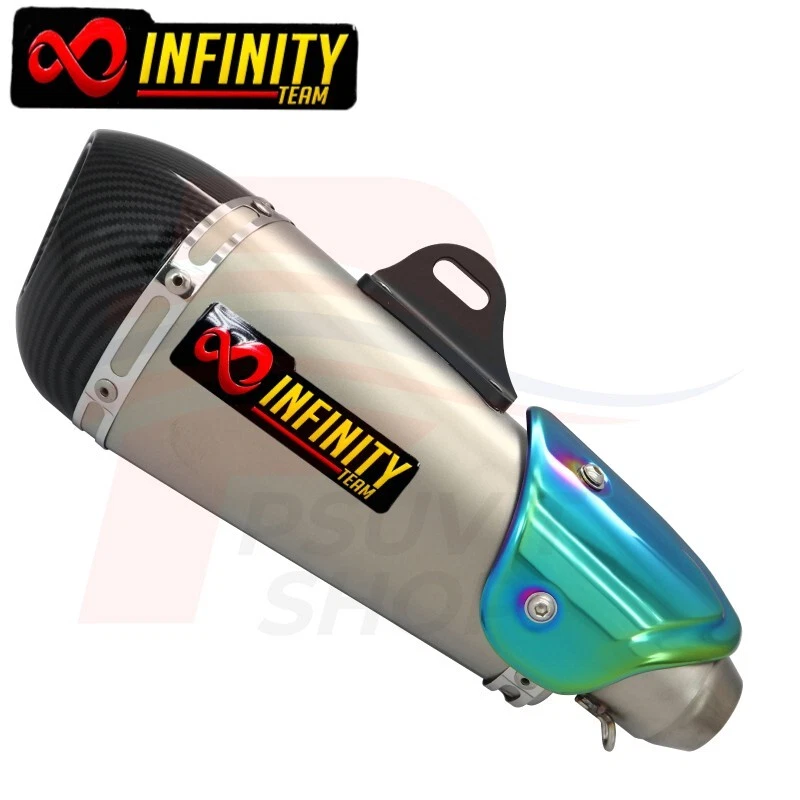 Silenciador de escape universal tubo de escape 2" titanio/arco iris/carbono INFINITO Foto 4 de 4