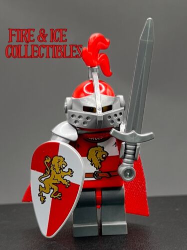 LEGO Lion Knight King Minifigure Sword Helm Medieval Castle Kingdoms 7946 10223 - Afbeelding 1 van 6