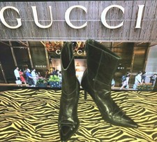 VINTAGE GUCCI BLACK LEATHER GRANNY EDWUARDIAN VICTORIAN STEAM PUNK ANKLE BOOTS 5
