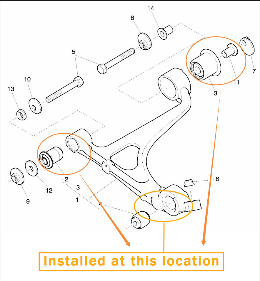 Bentley Mulsanne Front Lower Control arm bushing P/N 3Y0407021B
