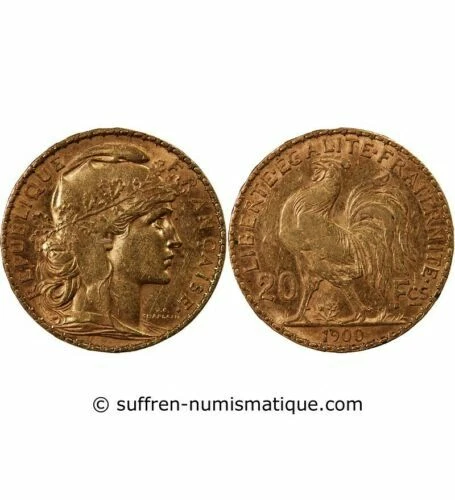 Pièces de monnaie françaises de 20 francs en or sur Marianne