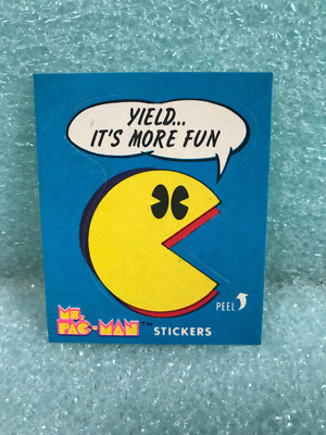 1981 Ms. PAC-MAN YIELD.... IT'S MORE FUN #9 of 54 STICKER CARD RUB OFF WAX PACK