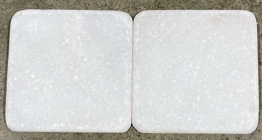 Borde de pared de piedra remodelación de azulejos Thassos blancos con brillo de nieve 4x4 (1 azulejo) T-84-1 Foto 2 de 4