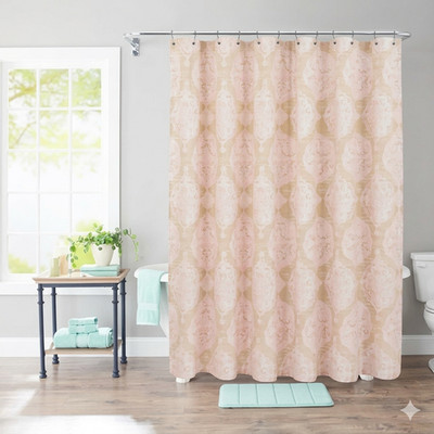 Threshold Pink Moroccan Medallion Shower Curtain 100% Cotton 72x72 NEW