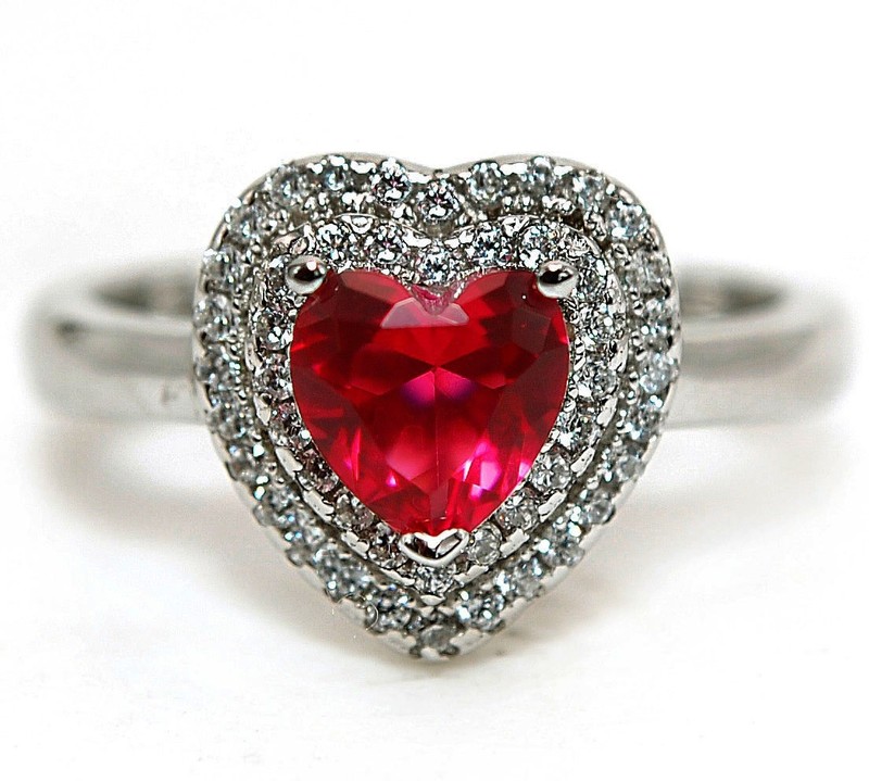 Heart 2CT Heat Treated Rubellite Tourmaline 925 Sterling Silver Ring Sz 9 MM2-6