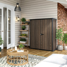 Keter Vertical Outdoor Storage Shed Walnut 55...
