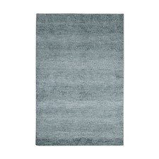 4'x6' Flannel Gray Contemporary Design Hand Knotted Silk with Textured Wool Rug