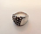 Vintage SLL Sterling Silver Granulated Statement Ring Sz 9 Brutalist 12g