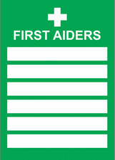 First Aiders List Information First  Aid Business Notice Sign Poster or Sticker