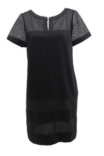 Ann Taylor Embroidered Lace Dress Womens 12 Black Short Sleeve Casual Party New