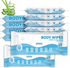 100 XL Body Wipes for Adults Bathing No Rinse, 8" x 12", 10 Packs