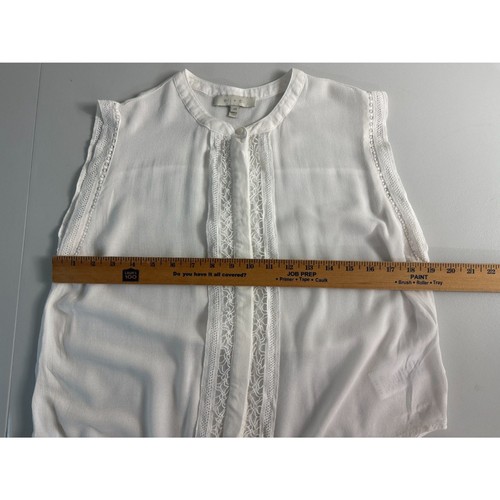 Anthropologie eri + ali Women's White Blouse Lace Details Rayon Size XS - Picture 6 of 9