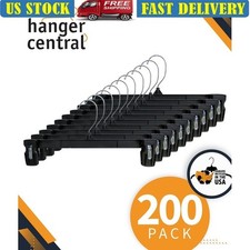 Heavy Duty Recycled Plastic Hangers W/ Swivel Hook Pants Skirts Slacks 200 Pack