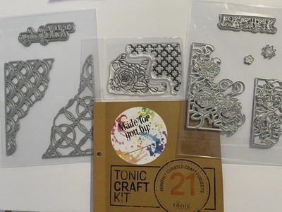 Tonic Studios Monthly Craft Kit 21-Distress Detail Corner Cut In Dies and Stamps