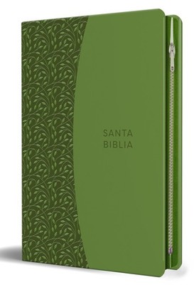 Biblia Reina Valera 1960 Tama�o grande, letra grande piel verde con cremallera,