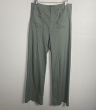 Maeve The Colette Pants Women s Light Green Linen Wide Leg Casual Size 31T