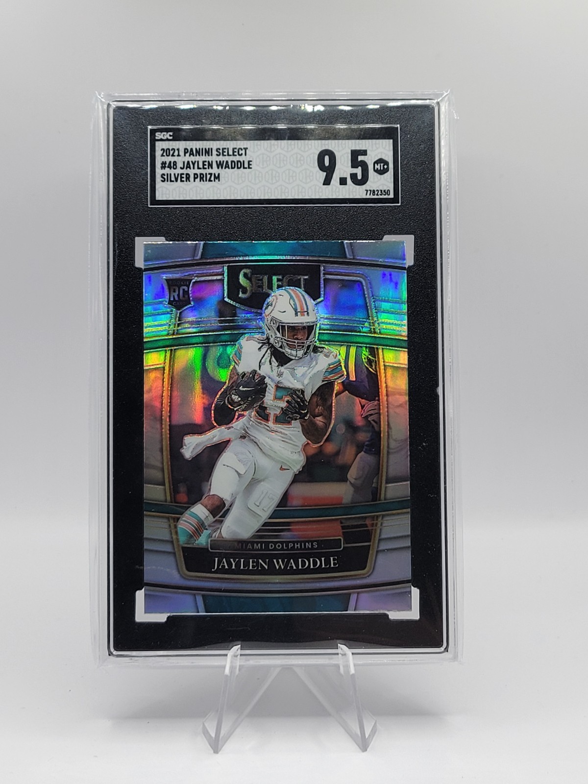 2021 Select Jaylen Waddle RC Silver Prizm Concourse #48 Dolphins SGC 9.5