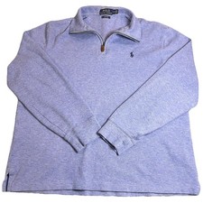 Polo Ralph Lauren Mens Sz M Estate Rib Knit 1/4 Zip Pullover Sweater Blue Preppy