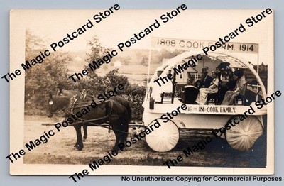 Cook Family Farm Parade Float RPPC Lunenburg Massachusetts Photo Worcester 1914