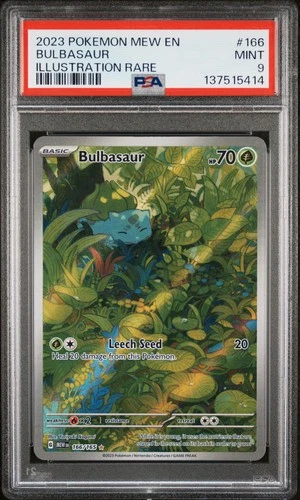 2023 POKEMON MEW EN-151 ILLUSTRATION RARE #166 BULBASAUR PSA 9