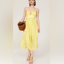 Ulla Johnson Freya Dress Yellow Midi Cotton Summer Dress Size 6