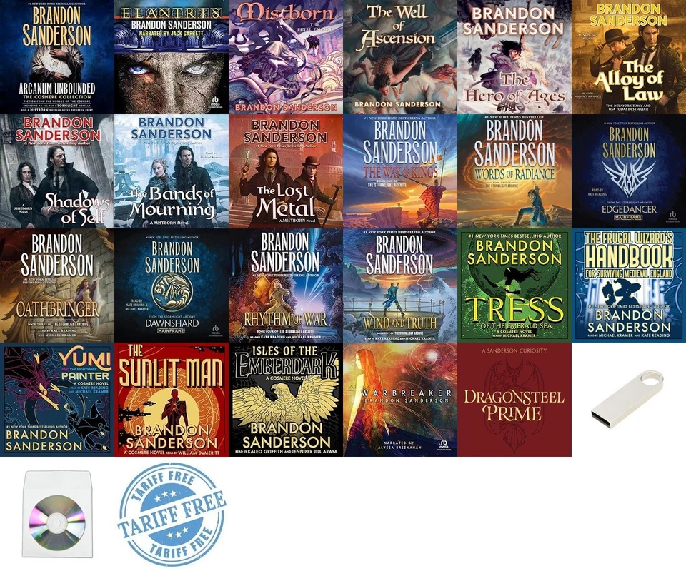 The COSMERE Series by Brandon Sanderson (28 audiobook 590 hrs collection) - Image 1 of 1