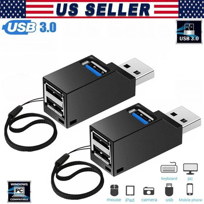 #ad 3 Port USB 3.0 Hub Portable High Speed Splitter Box For PC Notebook Laptop lot $245.82