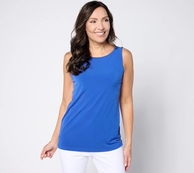 Susan Graver Modern Essentials Liquid Knit Tank Top Speedboat Blue 5X New