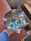 ELECTRIC Purple Vintage Imperial Carnival Glass Lustre Rose Pattern Bowl