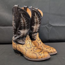 Vintage Tony Lama USA Python Snakeskin Cowboy Boots Mens 9 EE Western Exotic