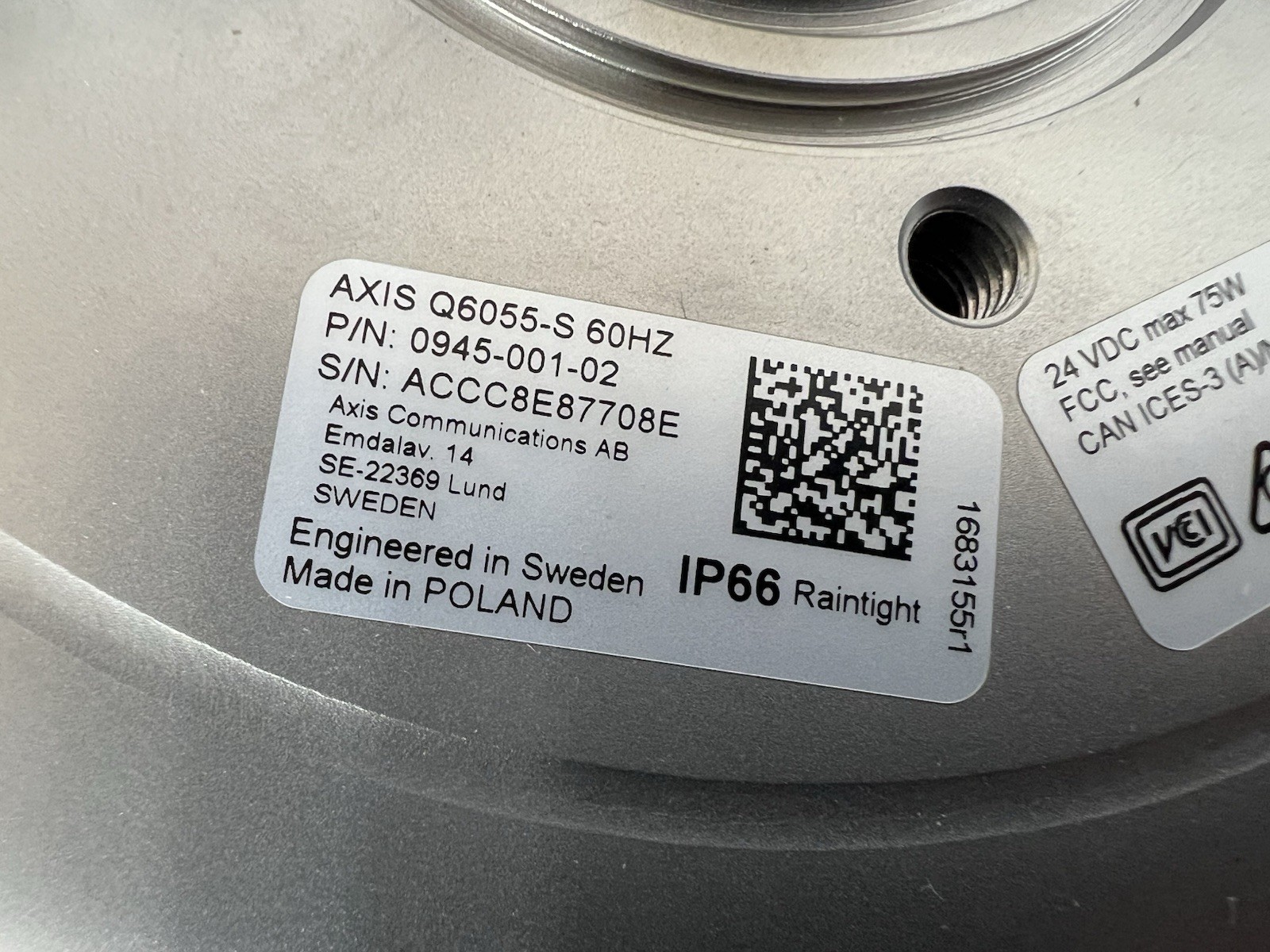 AXIS Q6055-S 60Hz Dome Network Camera 0945-001 Stainless Steel