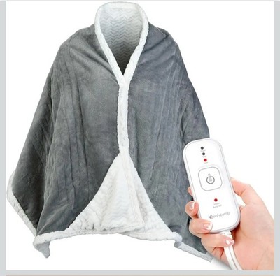 Comfytemp tragbare Heizdecke elektrischer Überwurf - 70''x23'' weicher Flanell grau