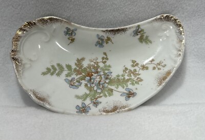 Antique Ironstone China Crescent Bone Dish - J&G Meakin England - Floral Design