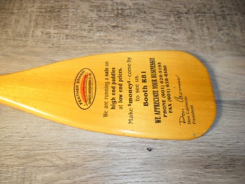 RARE Vtg Feather Brand Store Promo Mini 18" Wooden Canoe Paddle Oar Caviness USA - Picture 2 of 7