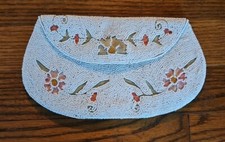 Vintage Micro Seed Beaded Flowers Hand Made In Belgium Cluch Evening Bag