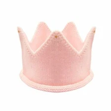 Wrapables Baby Birthday Party Knitted Crown Headband Beanie Cap Hat, Pink