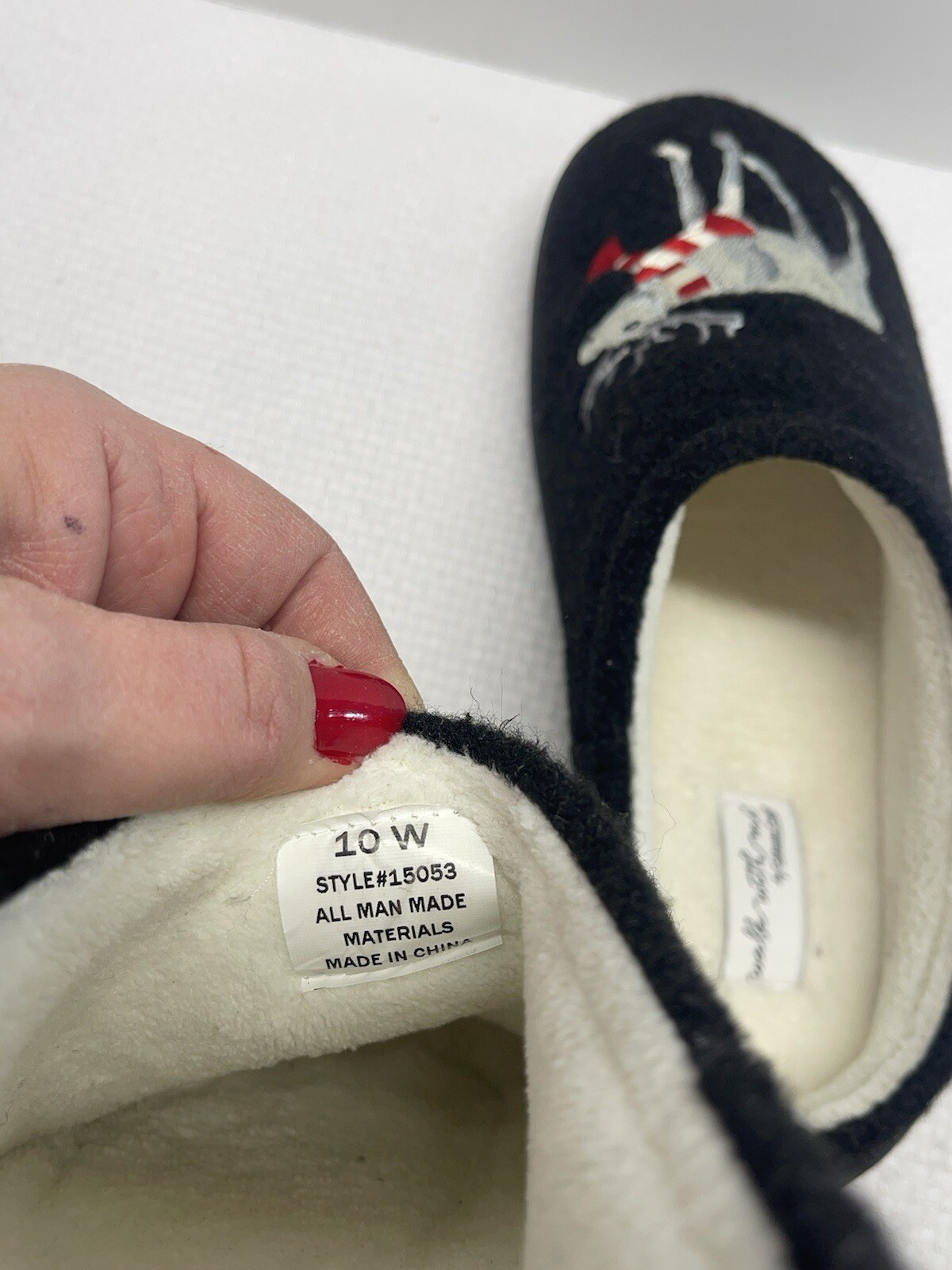 Colwater Creek Women’s 10 W Slippers Walk With Me Black Moose Scarf Comfort