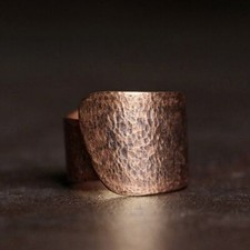 Hammer Crafted Solid Copper Ring Oxidized Process Adjustable Fashion Jewelry NEW