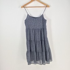 Uniqlo womens dress size M navy blue floral slip stretch sleeveless 069243