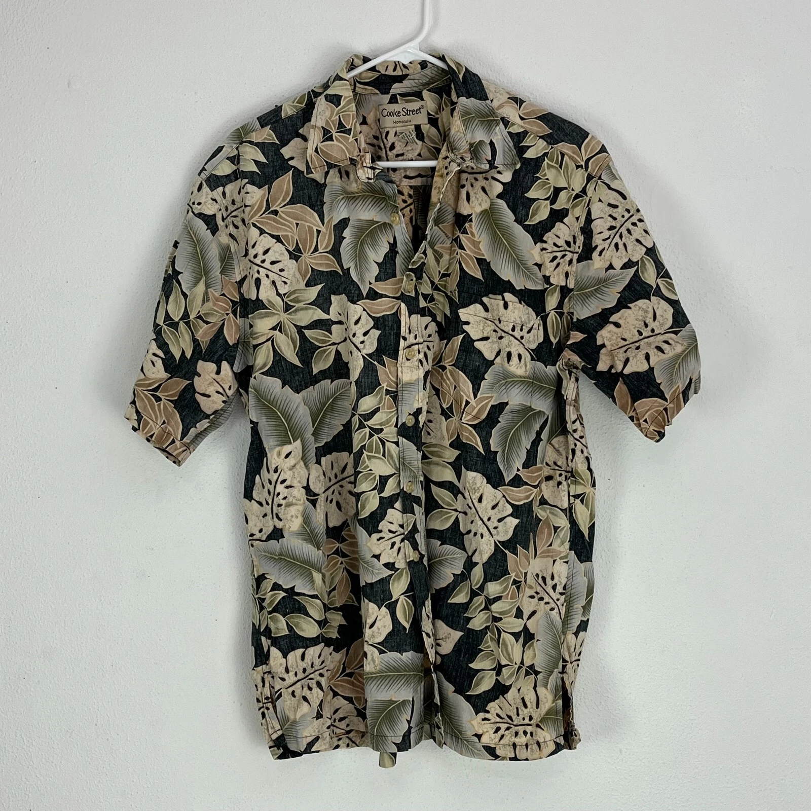 Cooke Street Mens Button Down Shirt XL Multicolor Hawaiian Leaves Beach Cotton