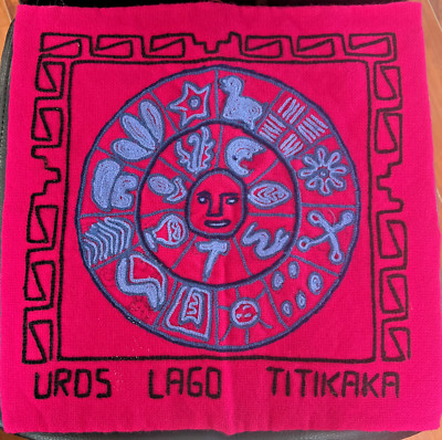 Peru Bolivia Pillow Cover Sham Hot Pink Embroidery Tiki Kaka Stunning bright