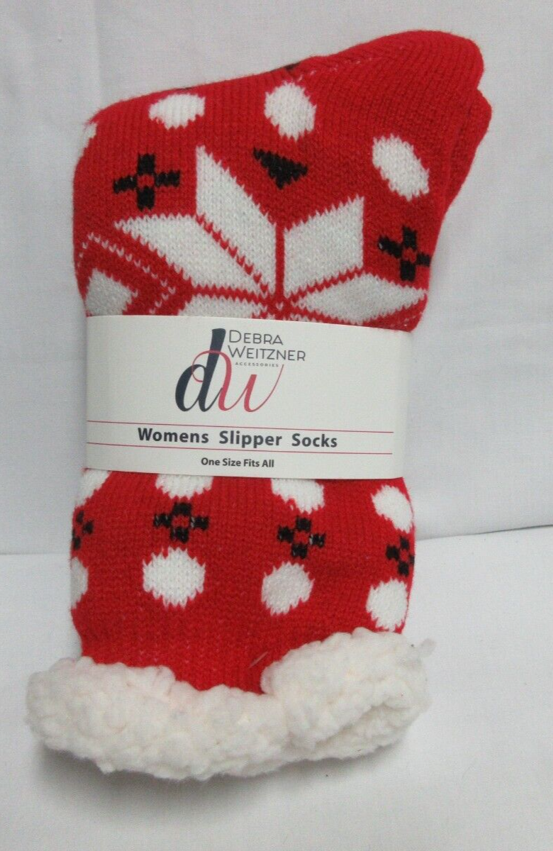 SAOLA Calze pantofole peluche Sherpa con suola antiscivolo taglia unica DEBRA WEITZNIER NATALE