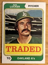1974 Topps Traded Bob Locker Baseball Card #62T Athletics Pitcher Mid-Grade VG
