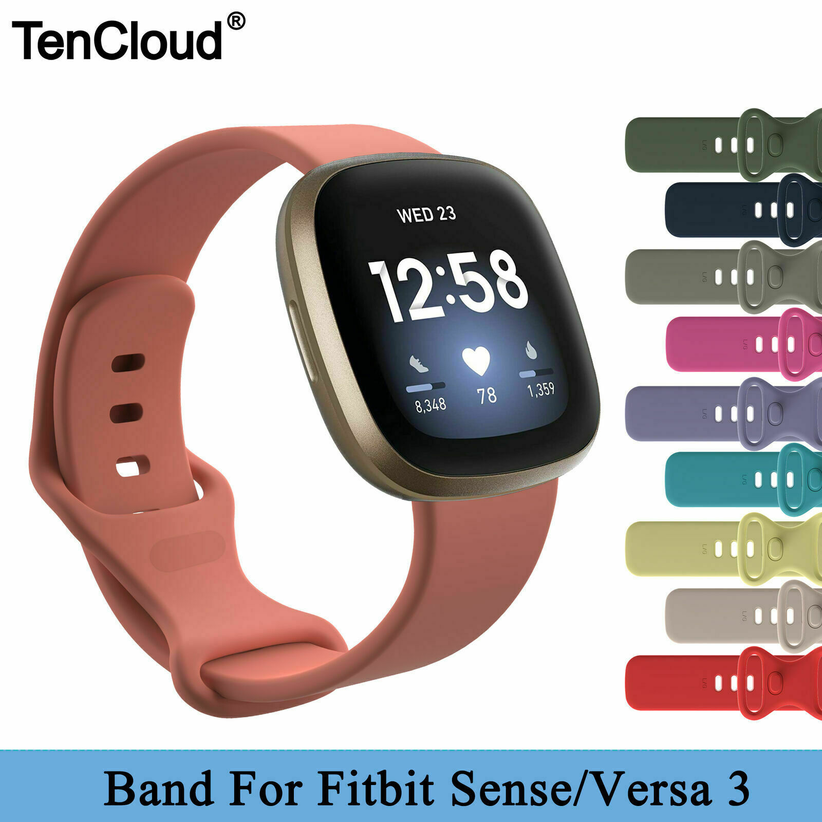 Solo Loop Strap Silicone Watch Band Replacement For Fitbit Versa3 Fitbit Sense