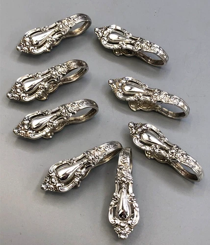 Eloquence by Lunt Sterling Silver set of 8 Napkin Clips 2 3/8"